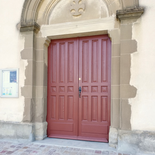 Détails re-fabrication à l'identique de la porte de l'église de MONTAGNE